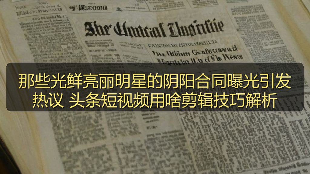 那些光鲜亮丽明星的阴阳合同曝光引发热议 头条短视频用啥剪辑技巧解析